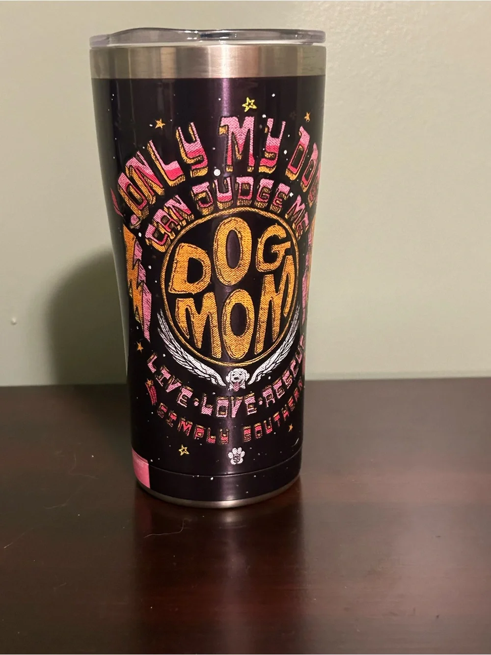 Simply Southern Dog Mom Tumbler - Black, Pink & Gold